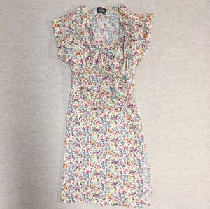 Two Piece Floral Dress Shoulder Cover High Slit Midi Dress Size Medium